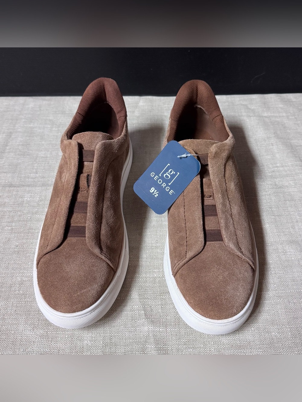 George Men’s Brown Suede Slip-On Sneakers with White Sole